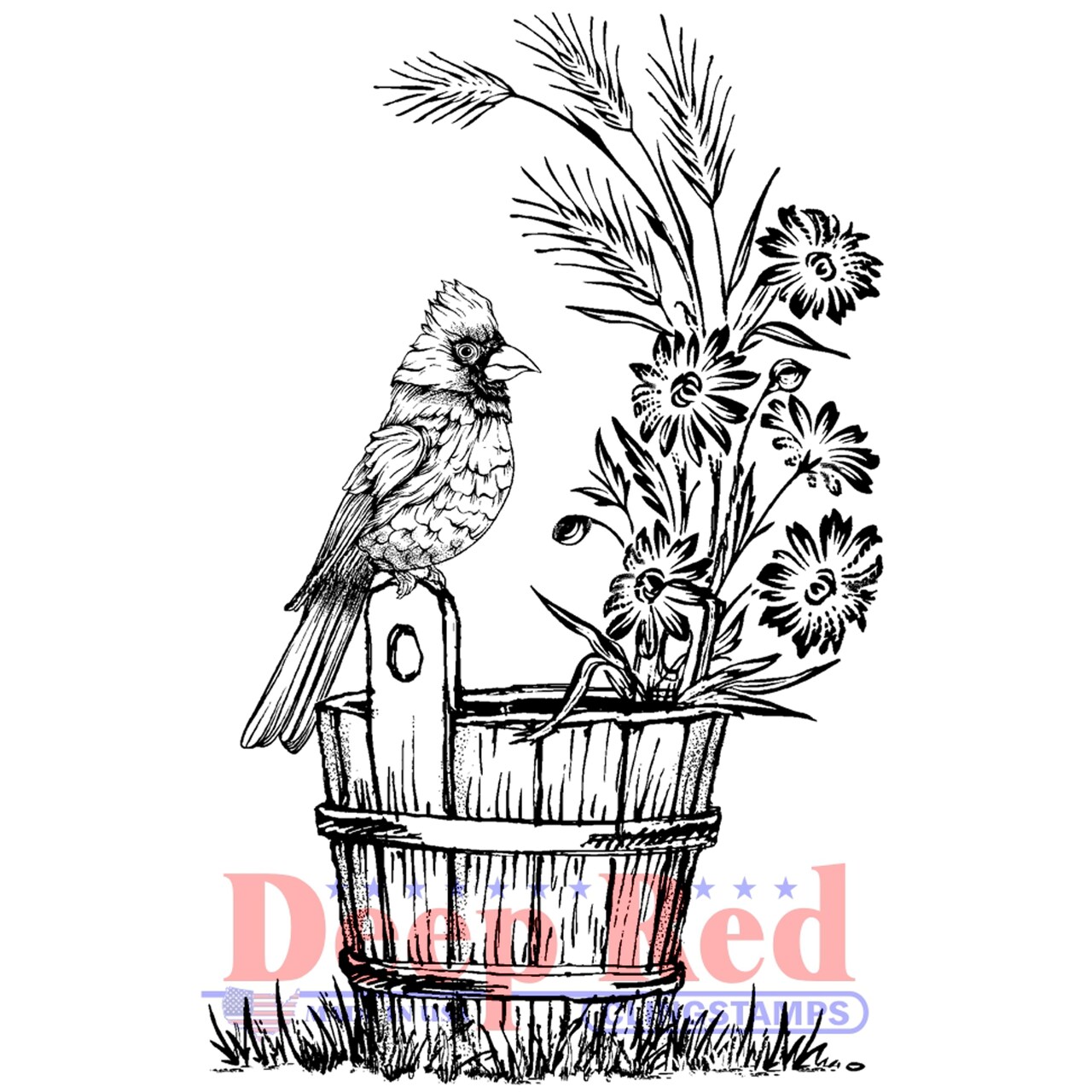 Deep Red Stamps Garden Cardinal Rubber Cling Stamp 2 x 3.2 inches